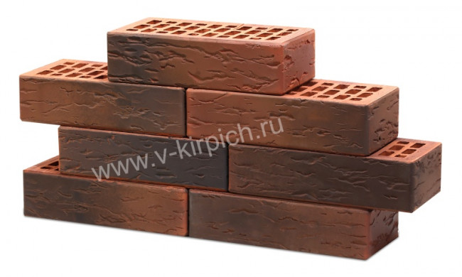 Кирпич керамический лицевой пустотелый 1NF кортен флеш руст  с утолщенной стенкой СТРОЙПОЛИМЕРКЕРАМИКА